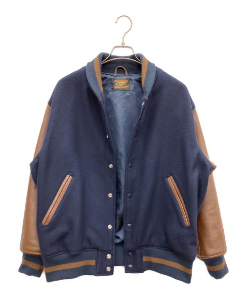 skookum（スクーカム）SKOOKUM (スクーカム) スタジャン ネイビー×ブラウン サイズ:SIZE Lの古着・服飾アイテム