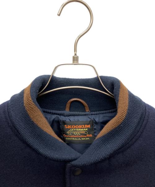 skookum（スクーカム）SKOOKUM (スクーカム) スタジャン ネイビー×ブラウン サイズ:SIZE Lの古着・服飾アイテム