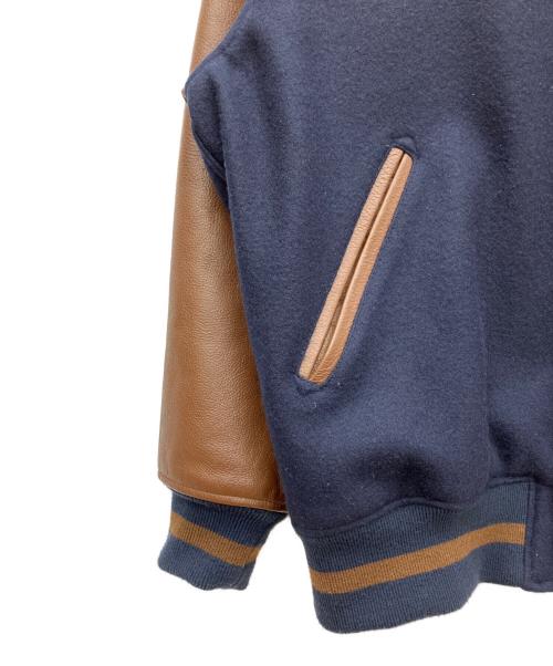 skookum（スクーカム）SKOOKUM (スクーカム) スタジャン ネイビー×ブラウン サイズ:SIZE Lの古着・服飾アイテム