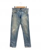 LEVI'S MADE&CRAFTEDリーバイスメイドクラフテッド）の古着「TAPER ダメージ加工デニムパンツ」｜ブルー