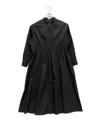 【美品】セオリーリュクス バンドカラーシャツワンピース ストレッチとろみ素材 黒 中古・古着通販】theory luxe (セオリーリュクス) シャツワンピース