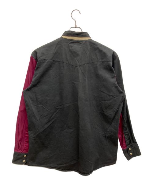 Wrangler（ラングラー）Wrangler (ラングラー) 90s ウエスタンシャツ ブラック×パープル×ベージュ サイズ:Lの古着・服飾アイテム