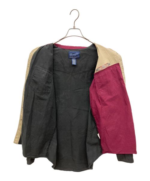 Wrangler（ラングラー）Wrangler (ラングラー) 90s ウエスタンシャツ ブラック×パープル×ベージュ サイズ:Lの古着・服飾アイテム