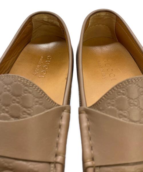 GUCCI（グッチ）GUCCI (グッチ) マイクログッチシマ レザー ドライビングシューズ ブラウン サイズ:9の古着・服飾アイテム