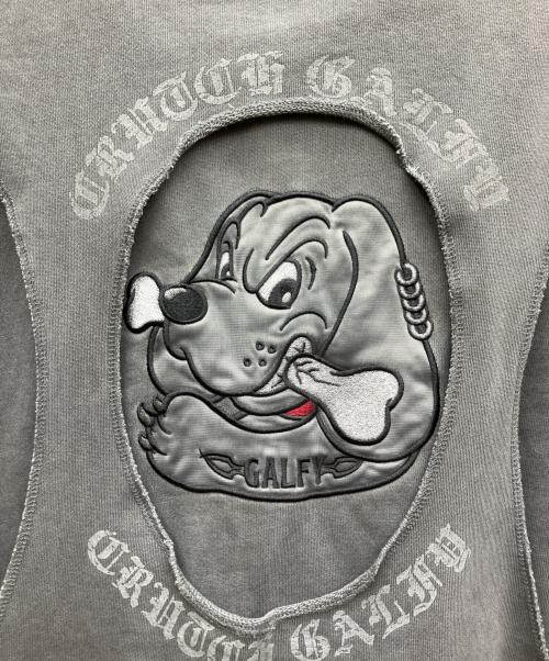 GALFY（ガルフィー）GALFY (ガルフィー) 穴の向こうにわんちゃんパーカー グレー サイズ:大型犬(XL)の古着・服飾アイテム