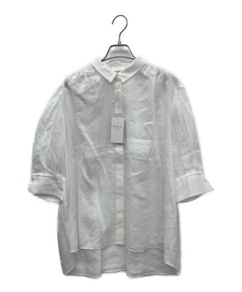 BALLSEY（ボールジィ）BALLSEY (ボールジィ) スムースラミー ハーフスリーブブラウス ホワイト サイズ:36 未使用品の古着・服飾アイテム