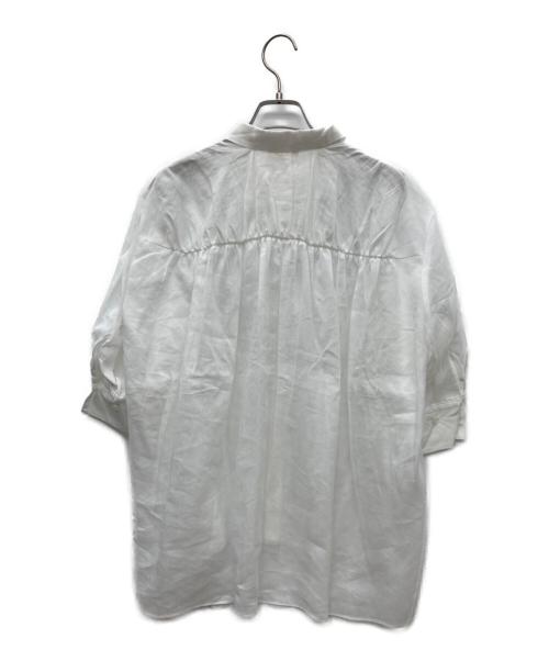 BALLSEY（ボールジィ）BALLSEY (ボールジィ) スムースラミー ハーフスリーブブラウス ホワイト サイズ:36 未使用品の古着・服飾アイテム