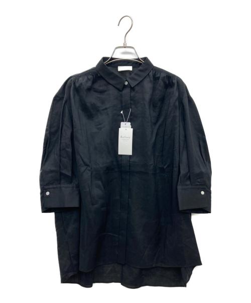 BALLSEY（ボールジィ）BALLSEY (ボールジィ) スムースラミー ハーフスリーブブラウス ブラック サイズ:36 未使用品の古着・服飾アイテム