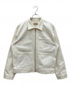 stussyステューシー）の古着「Denim Zip Work Jacket OVERDYED」｜ホワイト