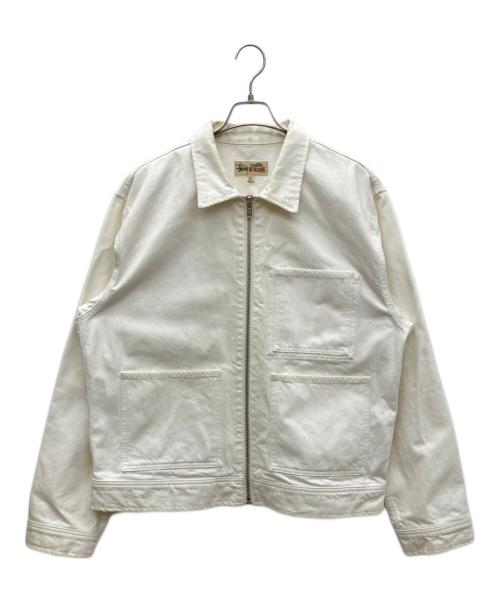 stussy（ステューシー）stussy (ステューシー) Denim Zip Work Jacket OVERDYED ホワイト サイズ:SIZE Lの古着・服飾アイテム