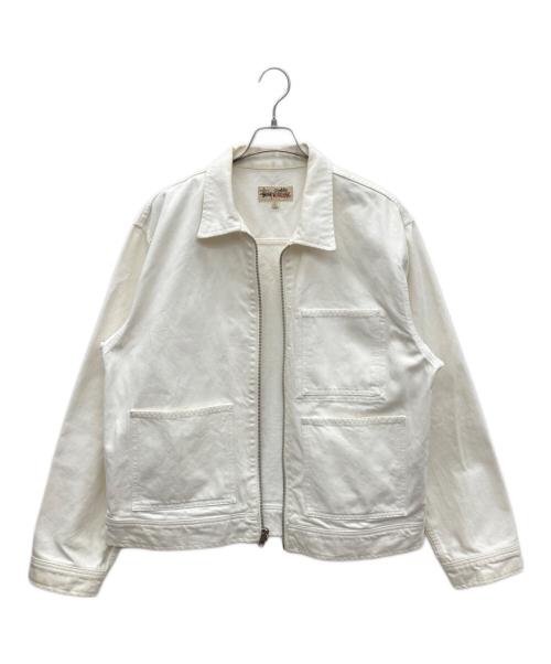 stussy（ステューシー）stussy (ステューシー) Denim Zip Work Jacket OVERDYED ホワイト サイズ:SIZE Lの古着・服飾アイテム