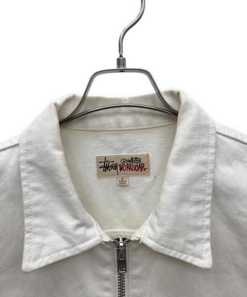 stussy（ステューシー）stussy (ステューシー) Denim Zip Work Jacket OVERDYED ホワイト サイズ:SIZE Lの古着・服飾アイテム