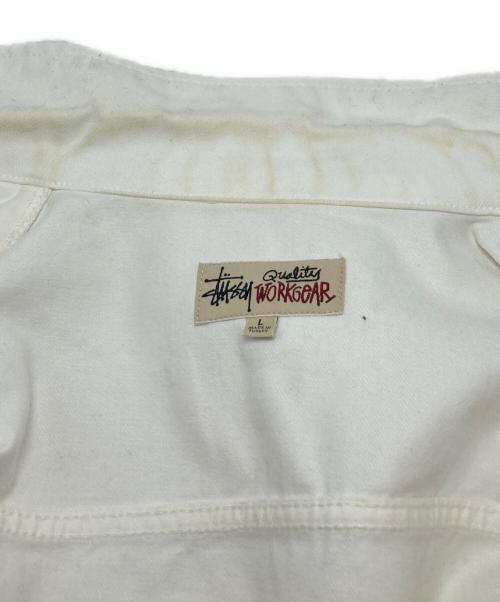 stussy（ステューシー）stussy (ステューシー) Denim Zip Work Jacket OVERDYED ホワイト サイズ:SIZE Lの古着・服飾アイテム