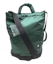 STARBUCKS COFFEE×PORTER（スターバックス コーヒー×ポーター）の古着「コーヒービーンシェイプ ドラムバッグ」｜ダークグリーン