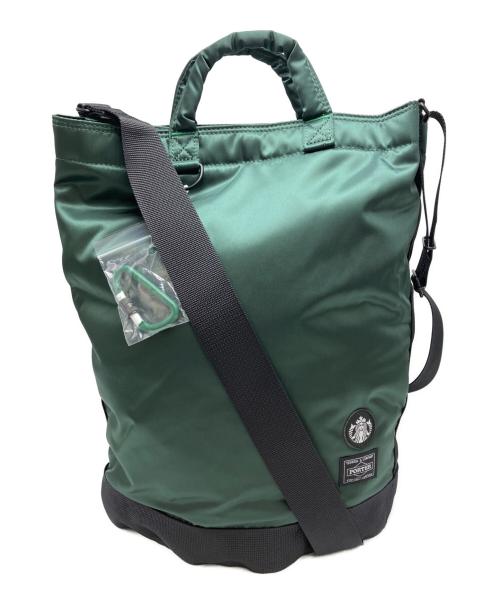 STARBUCKS COFFEE（スターバックス コーヒー）STARBUCKS COFFEE (スターバックス コーヒー) PORTER (ポーター) コーヒービーンシェイプ ドラムバッグ ダークグリーン 未使用品の古着・服飾アイテム