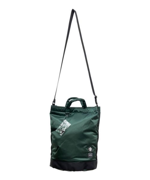 STARBUCKS COFFEE（スターバックス コーヒー）STARBUCKS COFFEE (スターバックス コーヒー) PORTER (ポーター) コーヒービーンシェイプ ドラムバッグ ダークグリーン 未使用品の古着・服飾アイテム