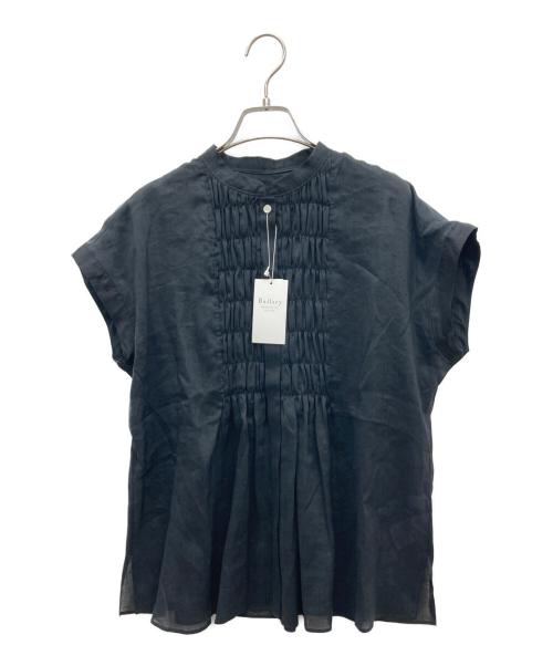 BALLSEY（ボールジィ）BALLSEY (ボールジィ) スムースラミー フロントシャーリングブラウス ブラック サイズ:36 未使用品の古着・服飾アイテム