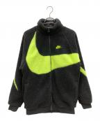 NIKEナイキ）の古着「ビッグスウッシュ フルジップ リバーシブル ボア ジャケット」｜ブラック×イエロー
