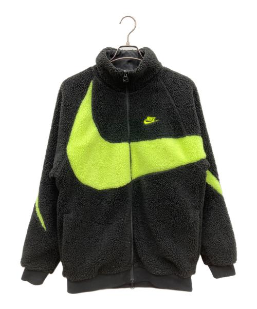 NIKE（ナイキ）NIKE (ナイキ) ビッグスウッシュ フルジップ リバーシブル ボア ジャケット ブラック×イエロー サイズ:SIZE Mの古着・服飾アイテム