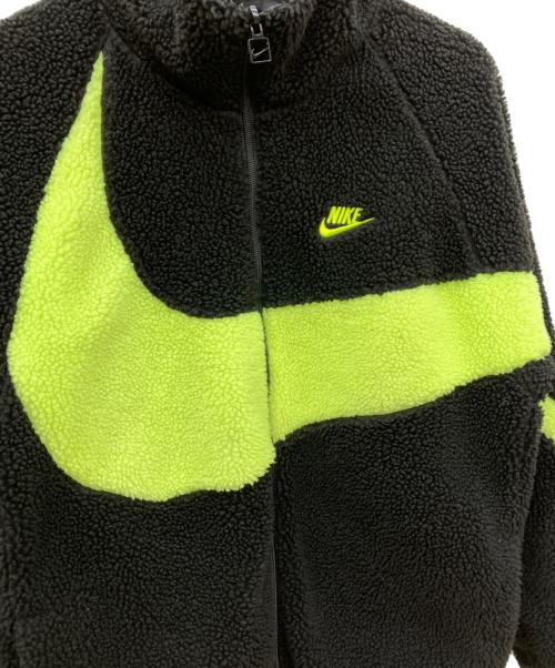 NIKE（ナイキ）NIKE (ナイキ) ビッグスウッシュ フルジップ リバーシブル ボア ジャケット ブラック×イエロー サイズ:SIZE Mの古着・服飾アイテム