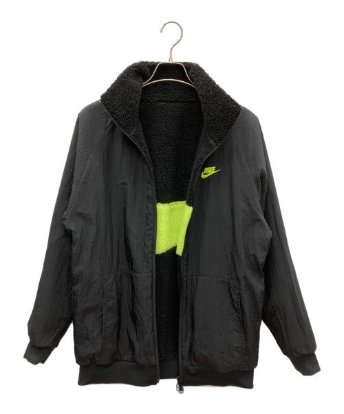 NIKE（ナイキ）NIKE (ナイキ) ビッグスウッシュ フルジップ リバーシブル ボア ジャケット ブラック×イエロー サイズ:SIZE Mの古着・服飾アイテム