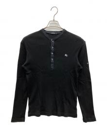 BURBERRY BLACK LABEL（バーバリーブラックレーベル）の古着「ヘンリーネックカットソー」｜ブラック