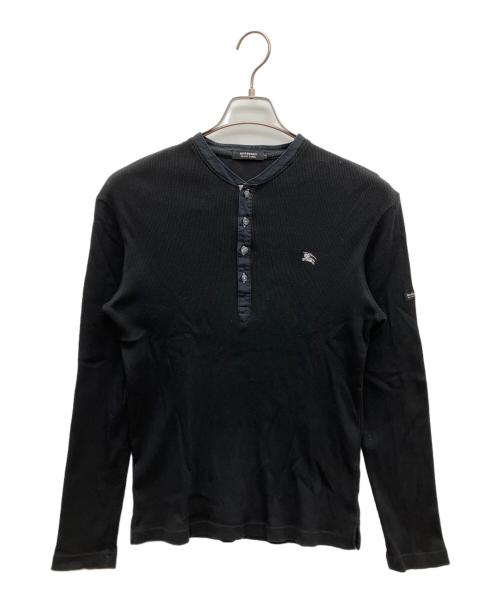 BURBERRY BLACK LABEL（バーバリーブラックレーベル）BURBERRY BLACK LABEL (バーバリーブラックレーベル) ヘンリーネックカットソー ブラック サイズ:3の古着・服飾アイテム