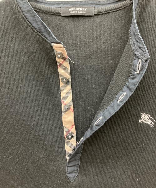 BURBERRY BLACK LABEL（バーバリーブラックレーベル）BURBERRY BLACK LABEL (バーバリーブラックレーベル) ヘンリーネックカットソー ブラック サイズ:3の古着・服飾アイテム