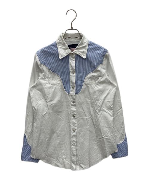 COMME des GARCONS（コムデギャルソン）COMME des GARCONS (コムデギャルソン) H BAR C (エイチバーシー) ウエスタンシャツ ホワイト×ブルー サイズ:Mの古着・服飾アイテム