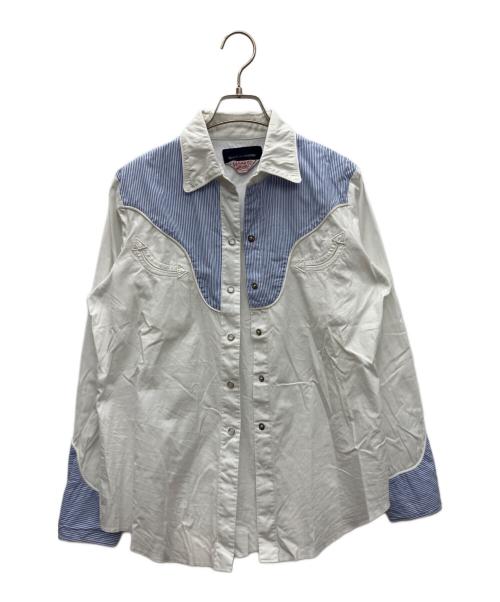 COMME des GARCONS（コムデギャルソン）COMME des GARCONS (コムデギャルソン) H BAR C (エイチバーシー) ウエスタンシャツ ホワイト×ブルー サイズ:Mの古着・服飾アイテム
