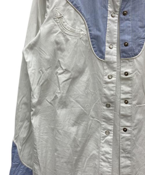 COMME des GARCONS（コムデギャルソン）COMME des GARCONS (コムデギャルソン) H BAR C (エイチバーシー) ウエスタンシャツ ホワイト×ブルー サイズ:Mの古着・服飾アイテム