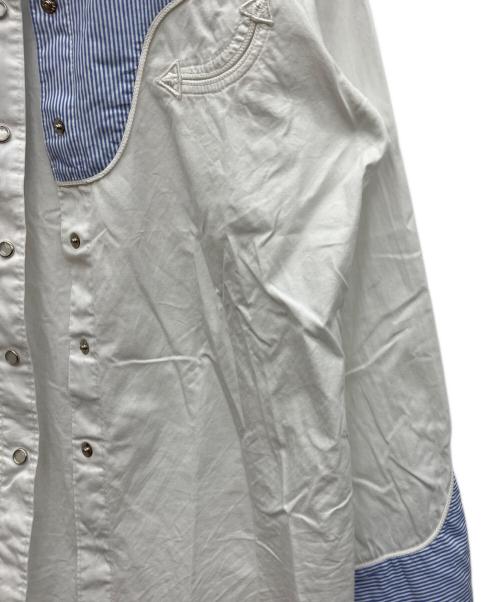 COMME des GARCONS（コムデギャルソン）COMME des GARCONS (コムデギャルソン) H BAR C (エイチバーシー) ウエスタンシャツ ホワイト×ブルー サイズ:Mの古着・服飾アイテム