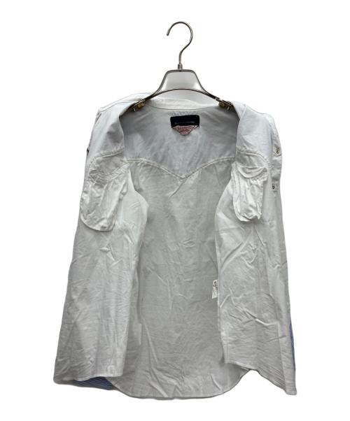 COMME des GARCONS（コムデギャルソン）COMME des GARCONS (コムデギャルソン) H BAR C (エイチバーシー) ウエスタンシャツ ホワイト×ブルー サイズ:Mの古着・服飾アイテム