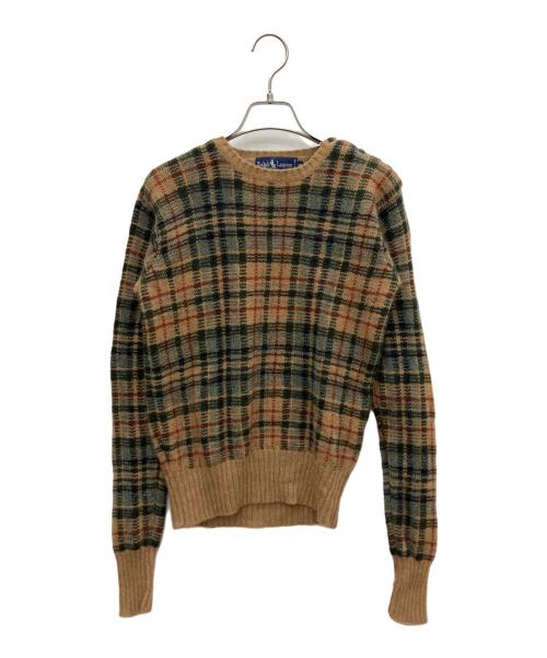 RALPH LAUREN（ラルフローレン）RALPH LAUREN (ラルフローレン) ウールニット ベージュ×グリーン サイズ:Mの古着・服飾アイテム