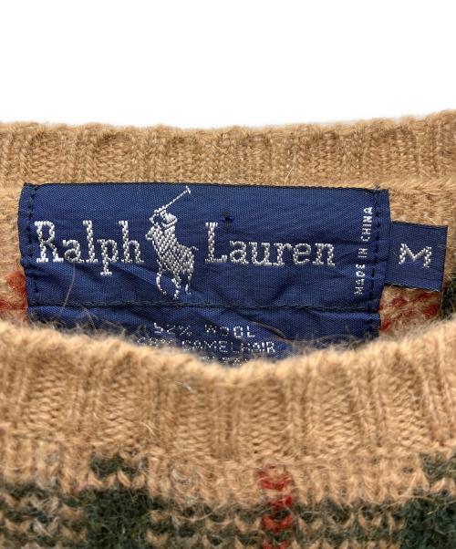 RALPH LAUREN（ラルフローレン）RALPH LAUREN (ラルフローレン) ウールニット ベージュ×グリーン サイズ:Mの古着・服飾アイテム
