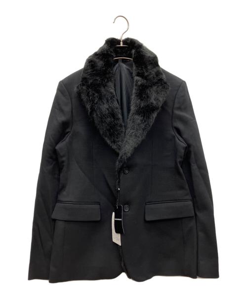 EMPORIO ARMANI（エンポリオ アルマーニ）EMPORIO ARMANI (エンポリオ アルマーニ) ファー付テーラードジャケット ブラック サイズ:48 未使用品の古着・服飾アイテム