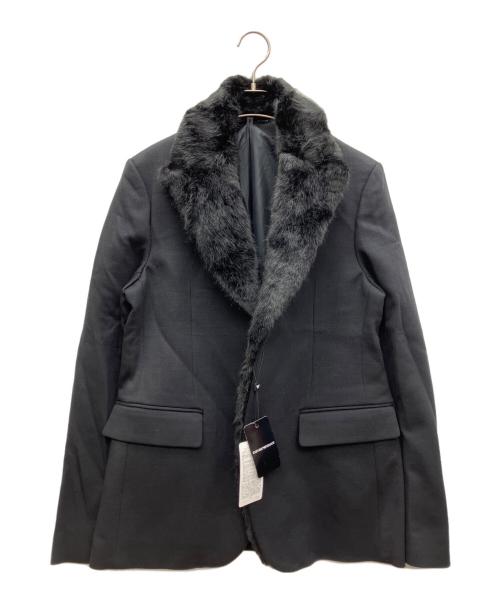 EMPORIO ARMANI（エンポリオ アルマーニ）EMPORIO ARMANI (エンポリオ アルマーニ) ファー付テーラードジャケット ブラック サイズ:48 未使用品の古着・服飾アイテム