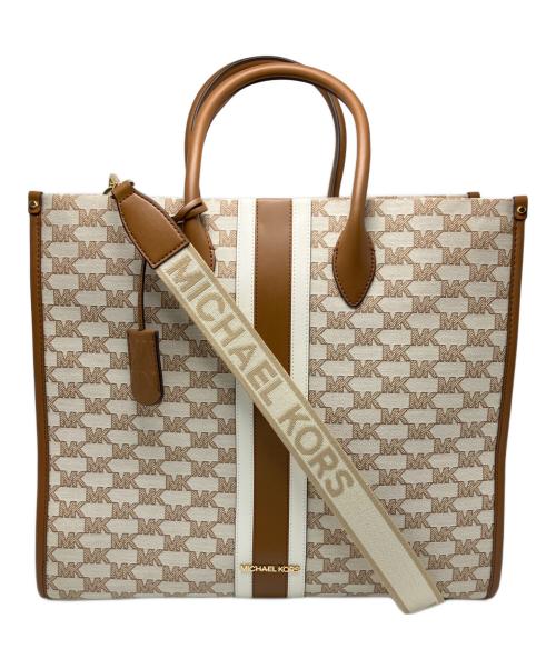 MICHAEL KORS（マイケルコース）MICHAEL KORS (マイケルコース) ミレラ 2WAYトートバッグ ベージュ×ブラウンの古着・服飾アイテム