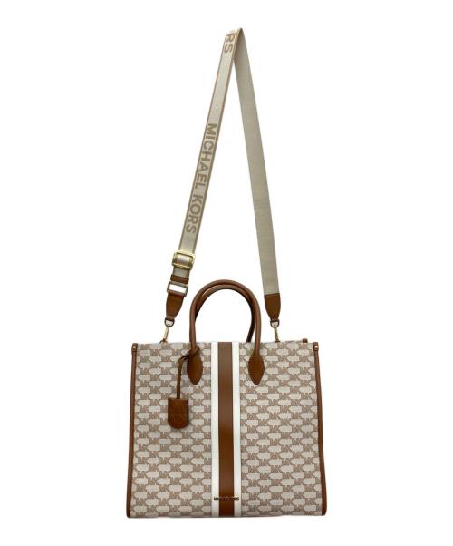 MICHAEL KORS（マイケルコース）MICHAEL KORS (マイケルコース) ミレラ 2WAYトートバッグ ベージュ×ブラウンの古着・服飾アイテム