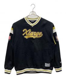 X-LARGE（エクストララージ）の古着「BASEBALL LOGO EMBROIDERED V NECK SWEATSHIRT　スウェット」｜ブラック