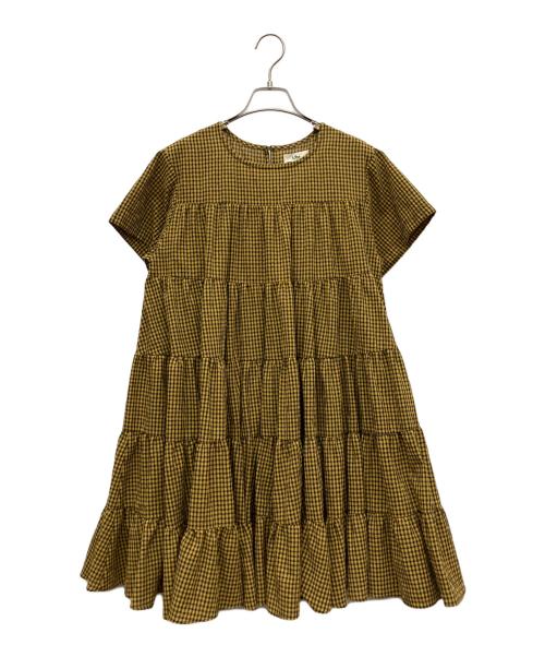 Uhr（ウーア）Uhr (ウーア) 半袖ワンピース ブラック×イエロー サイズ:Freeの古着・服飾アイテム