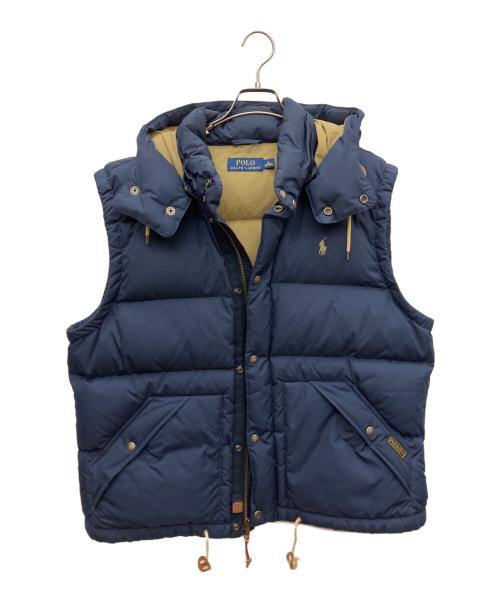 POLO RALPH LAUREN（ポロ・ラルフローレン）POLO RALPH LAUREN (ポロ・ラルフローレン) フード付きダウンベスト ネイビー サイズ:XLの古着・服飾アイテム