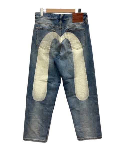 EVISU（エヴィス）EVISU (エヴィス) エクリュ大黒プリント ルーズフィット ジーンズ #2038 インディゴ サイズ:W31の古着・服飾アイテム