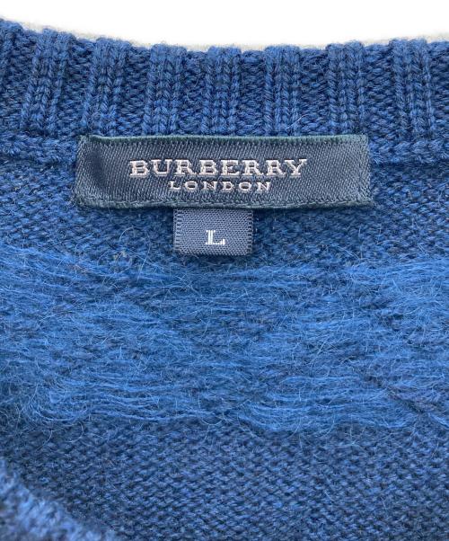BURBERRY LONDON（バーバリーロンドン）BURBERRY LONDON (バーバリーロンドン) 厚手ニット プレートロゴ ブルー サイズ:Lの古着・服飾アイテム