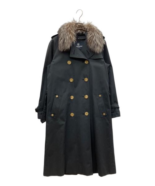 Aquascutum（アクアスキュータム）Aquascutum (アクアスキュータム) フォックスファーカラー・ウールライナー付きトレンチコート ブラック サイズ:6Fの古着・服飾アイテム