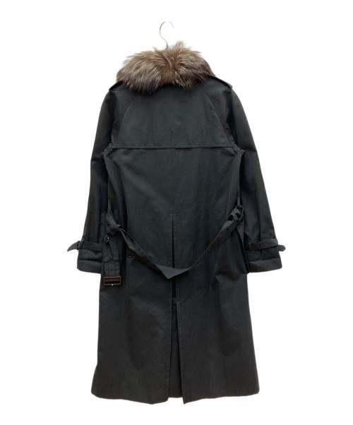 Aquascutum（アクアスキュータム）Aquascutum (アクアスキュータム) フォックスファーカラー・ウールライナー付きトレンチコート ブラック サイズ:6Fの古着・服飾アイテム