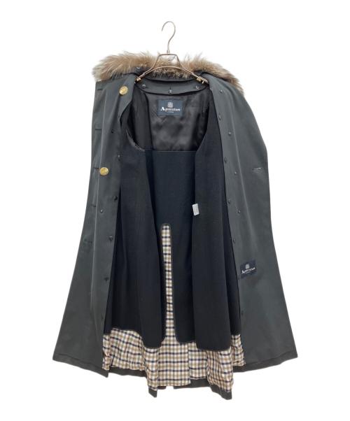 Aquascutum（アクアスキュータム）Aquascutum (アクアスキュータム) フォックスファーカラー・ウールライナー付きトレンチコート ブラック サイズ:6Fの古着・服飾アイテム