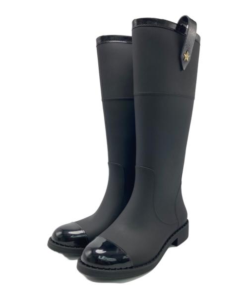 JIMMY CHOO（ジミーチュウ）JIMMY CHOO (ジミーチュウ) レインブーツ EDITH ブラック サイズ:37の古着・服飾アイテム