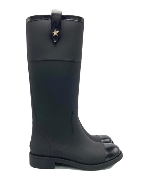JIMMY CHOO（ジミーチュウ）JIMMY CHOO (ジミーチュウ) レインブーツ EDITH ブラック サイズ:37の古着・服飾アイテム