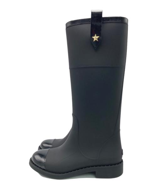 JIMMY CHOO（ジミーチュウ）JIMMY CHOO (ジミーチュウ) レインブーツ EDITH ブラック サイズ:37の古着・服飾アイテム